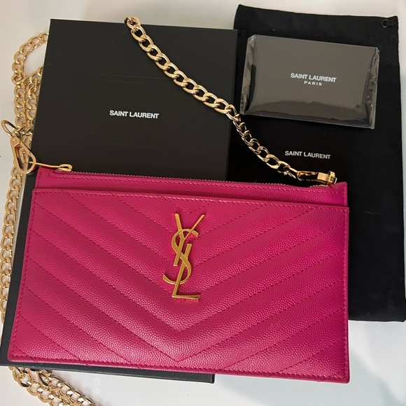 Yves Saint Laurent Handbags - Yves Saint Laurent monogram pink clutch and crossbody